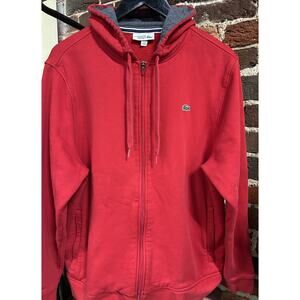 Lacoste Sport Hoodie Men’s Size XXL Red Full Zip Hooded Sweatshirt Long Sleeve